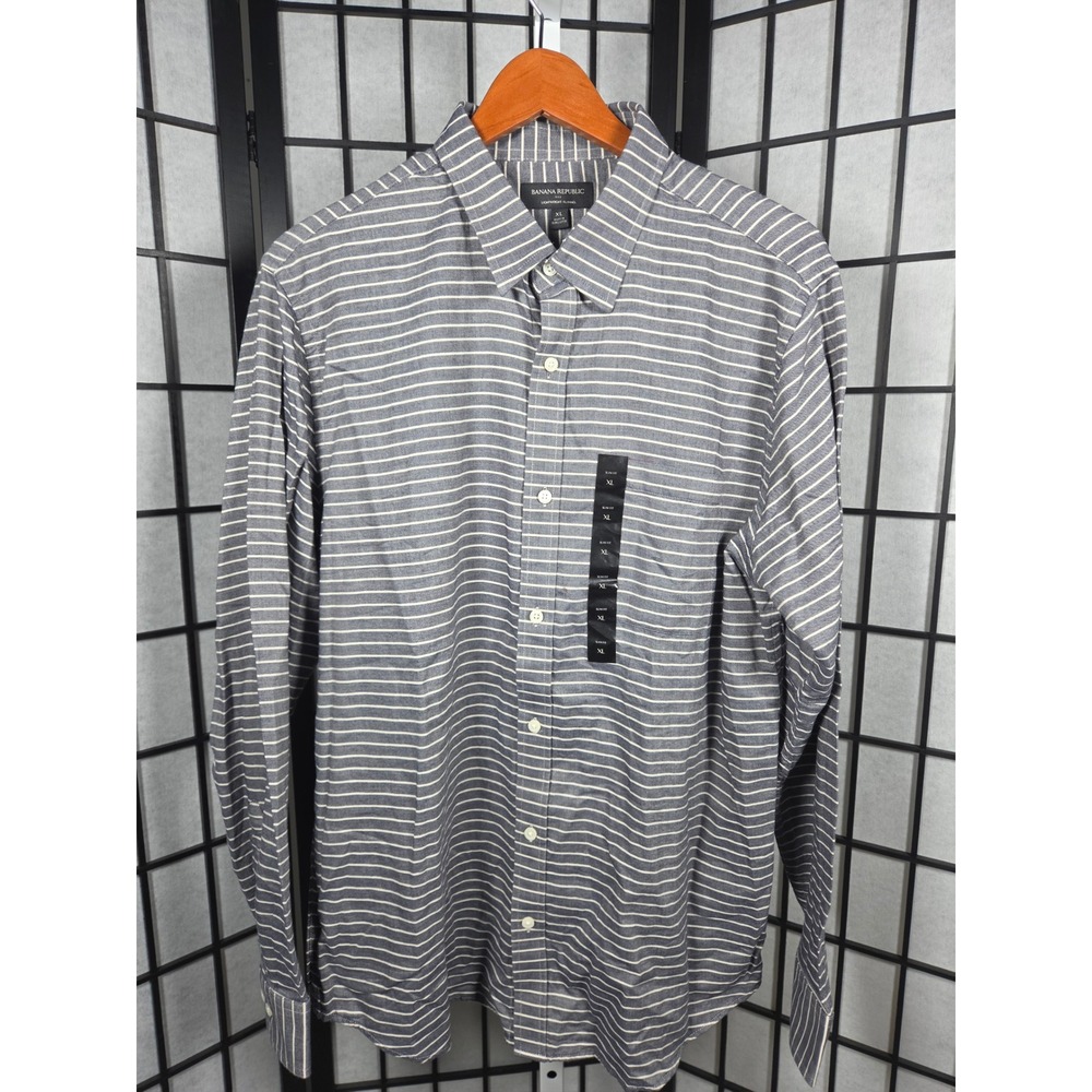 Banana Republic Lightweight Cotton Striped Slim Fit Button Down Shirt XL Mens